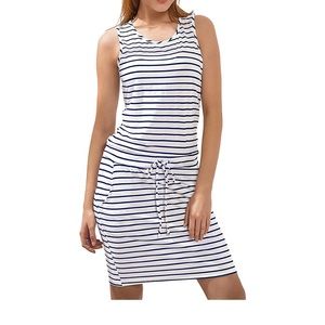 Zengjo striped sleeveless dress with pockets for women waistband size XL